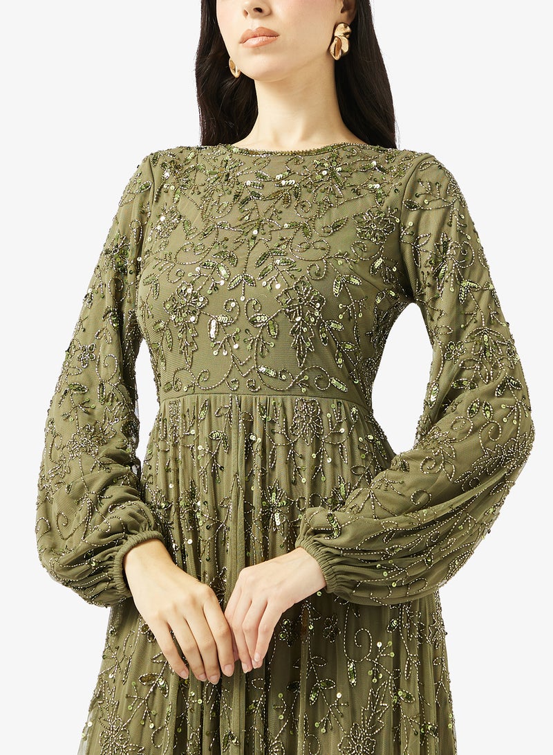 MARYISA Boat Neck  Sequin Maxi Dress - Image 3